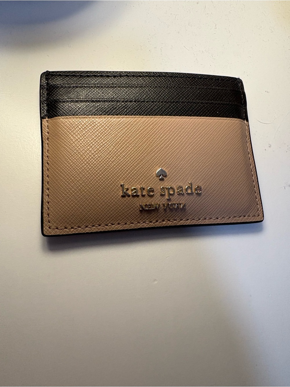 Kate Spade Two-Tone Card Holder - Black & Beige